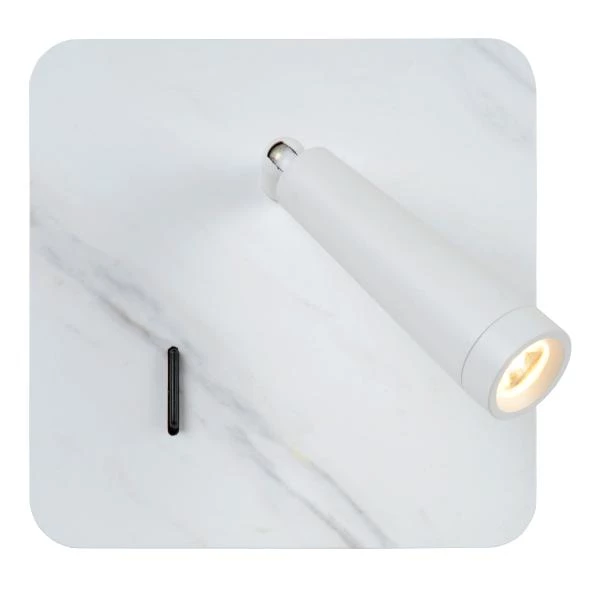 Lucide OREGON - Lampe de chevet - LED - 1x4W 3000K - Point rechargement USB - Blanc - détail 1
